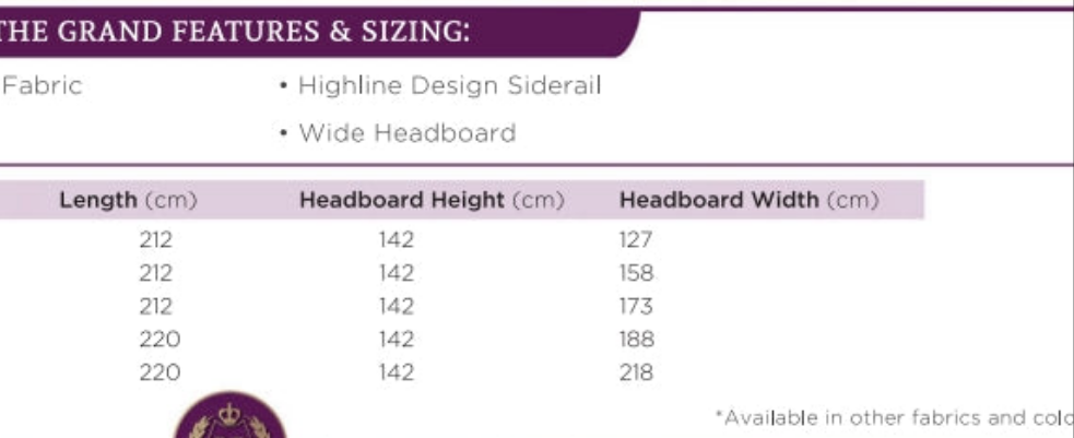 Grande double bed frame