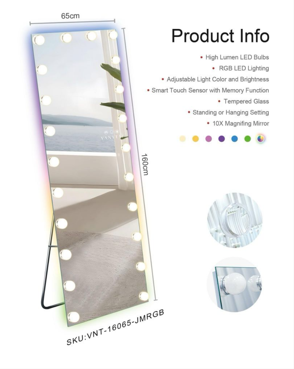 Standing Hollywood dressing mirror