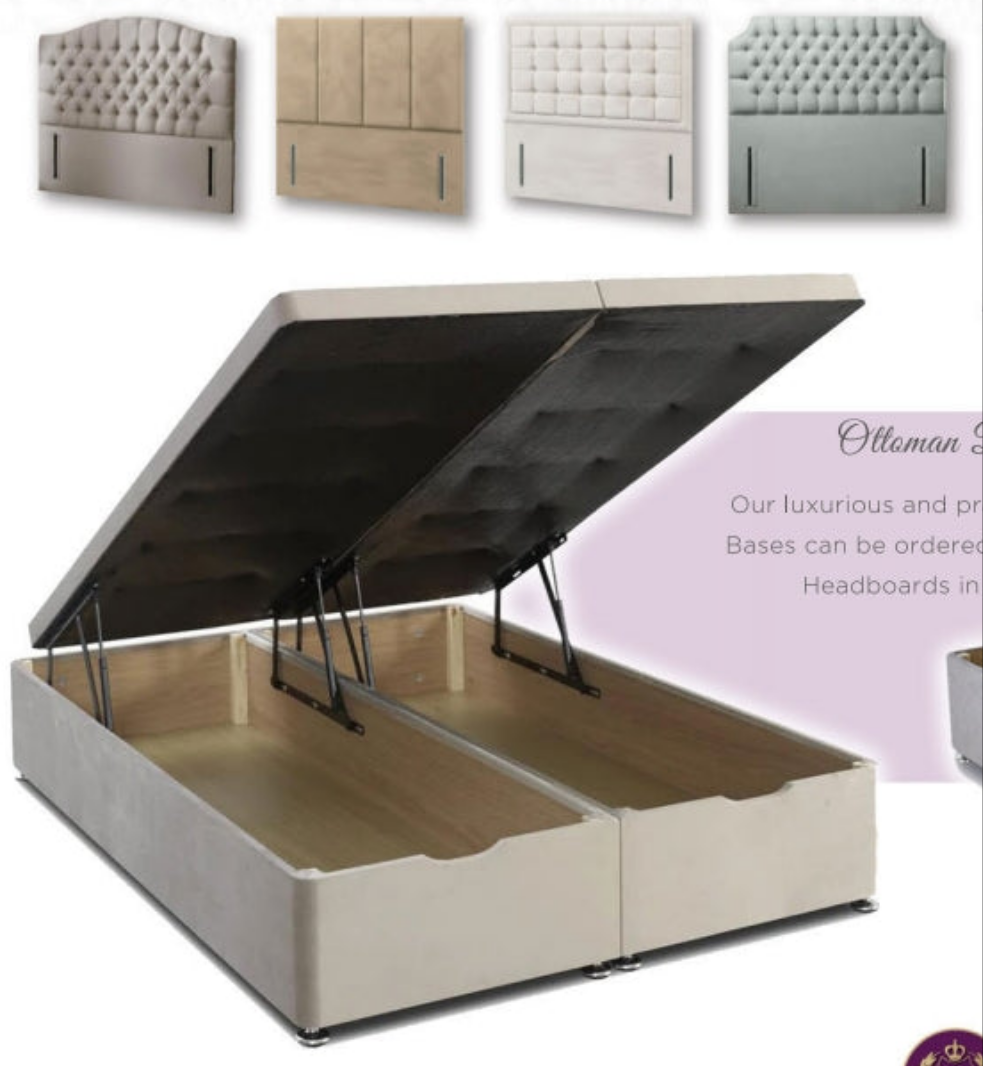 Storage divan base with headboard