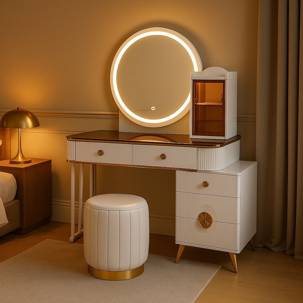 Osyl dressing table with stool and LED mirror