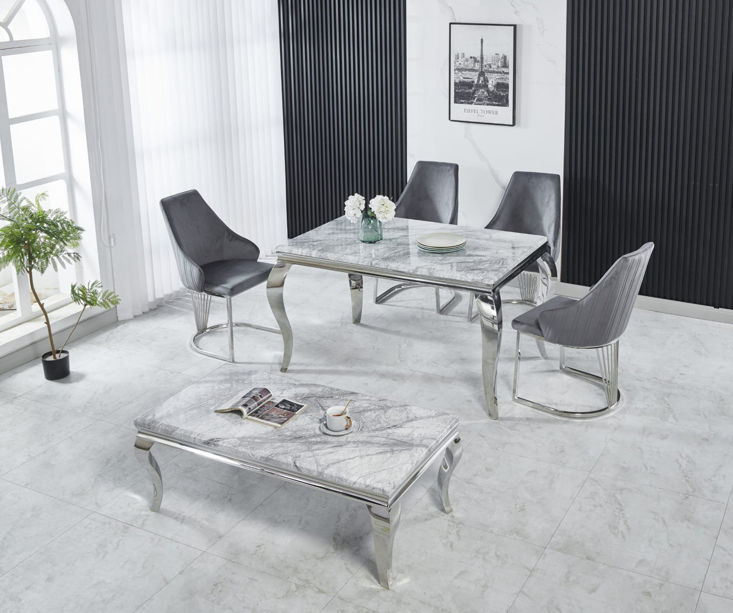 Robel 130 cm dining table with 4 chairs
