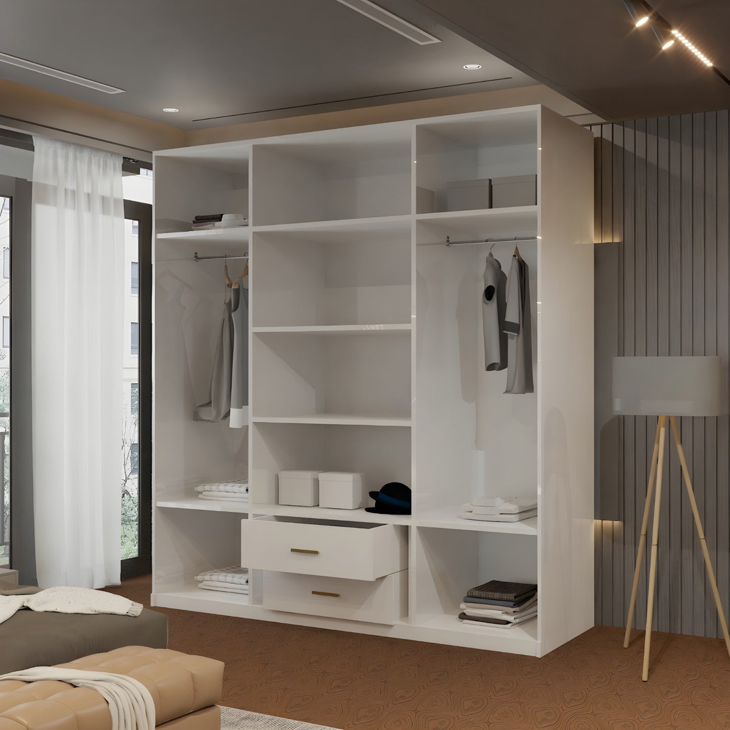4 door 2 drawers wardrobe high gloss