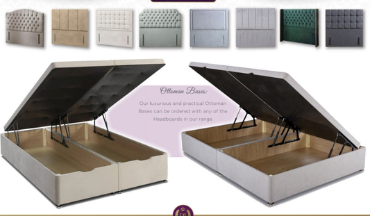 Storage divan base with headboard