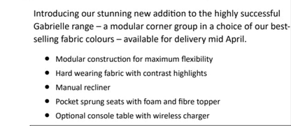 Gabriel corner sofa modular arrangement