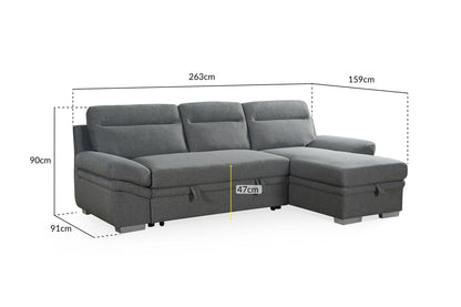 Devon corner sofa bed with storage