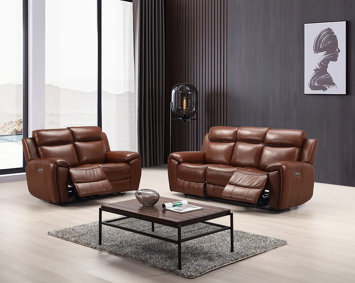 Devon real leather 3+2 electric recliner sofa