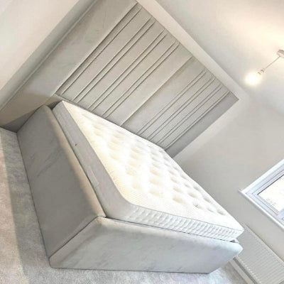 High headboard panel bed frame