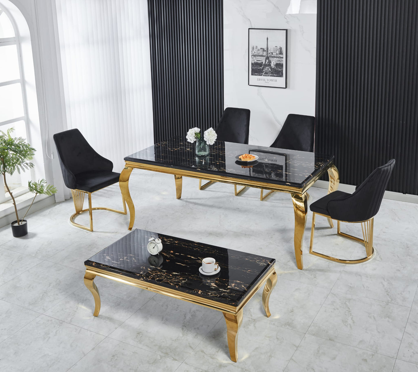 Robel 130 cm dining table with 4 chairs