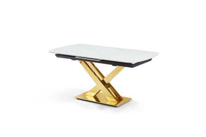 Extending ceramic dining table with 4 chairs