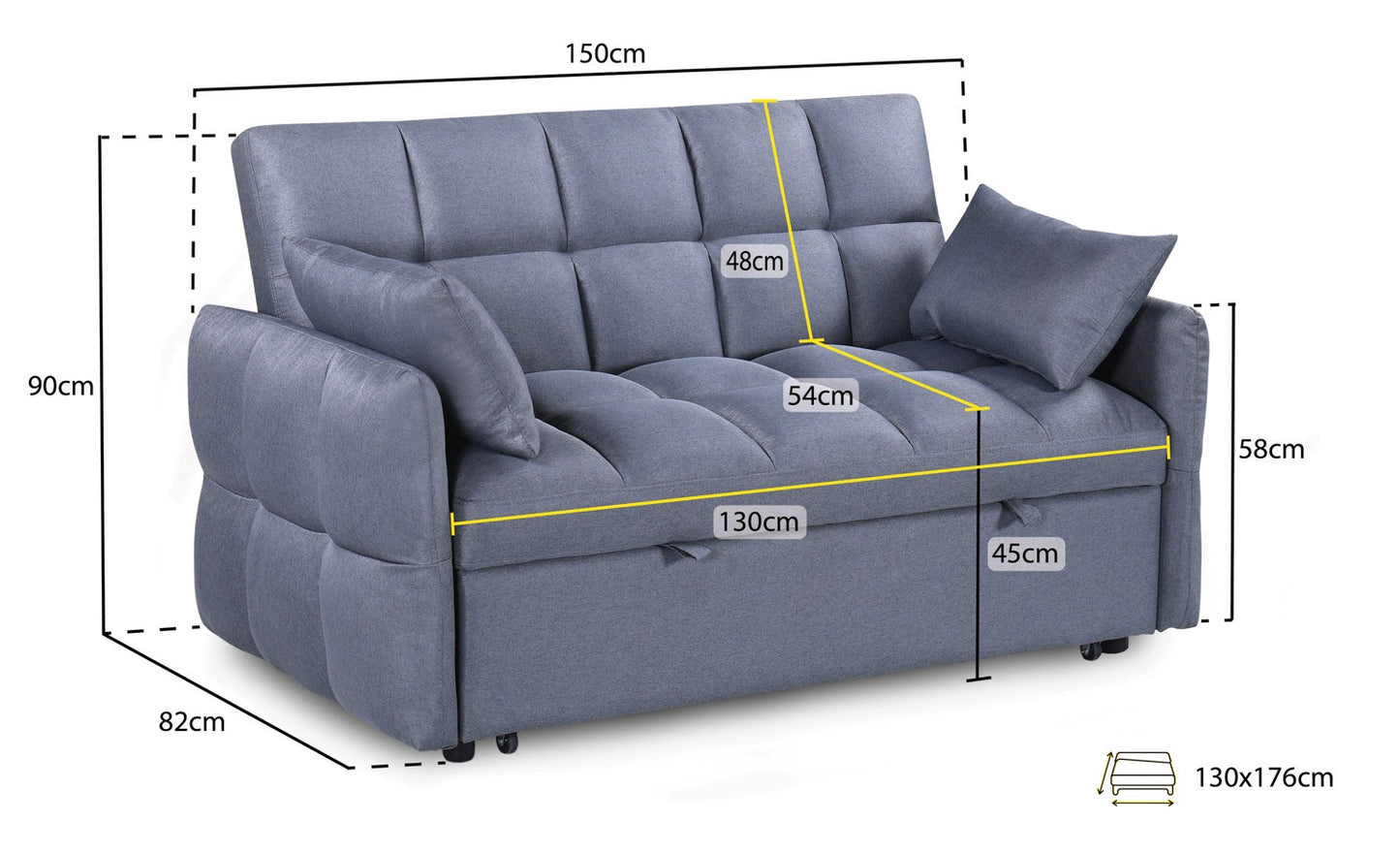 Vivo sofa bed 2 seater pull out