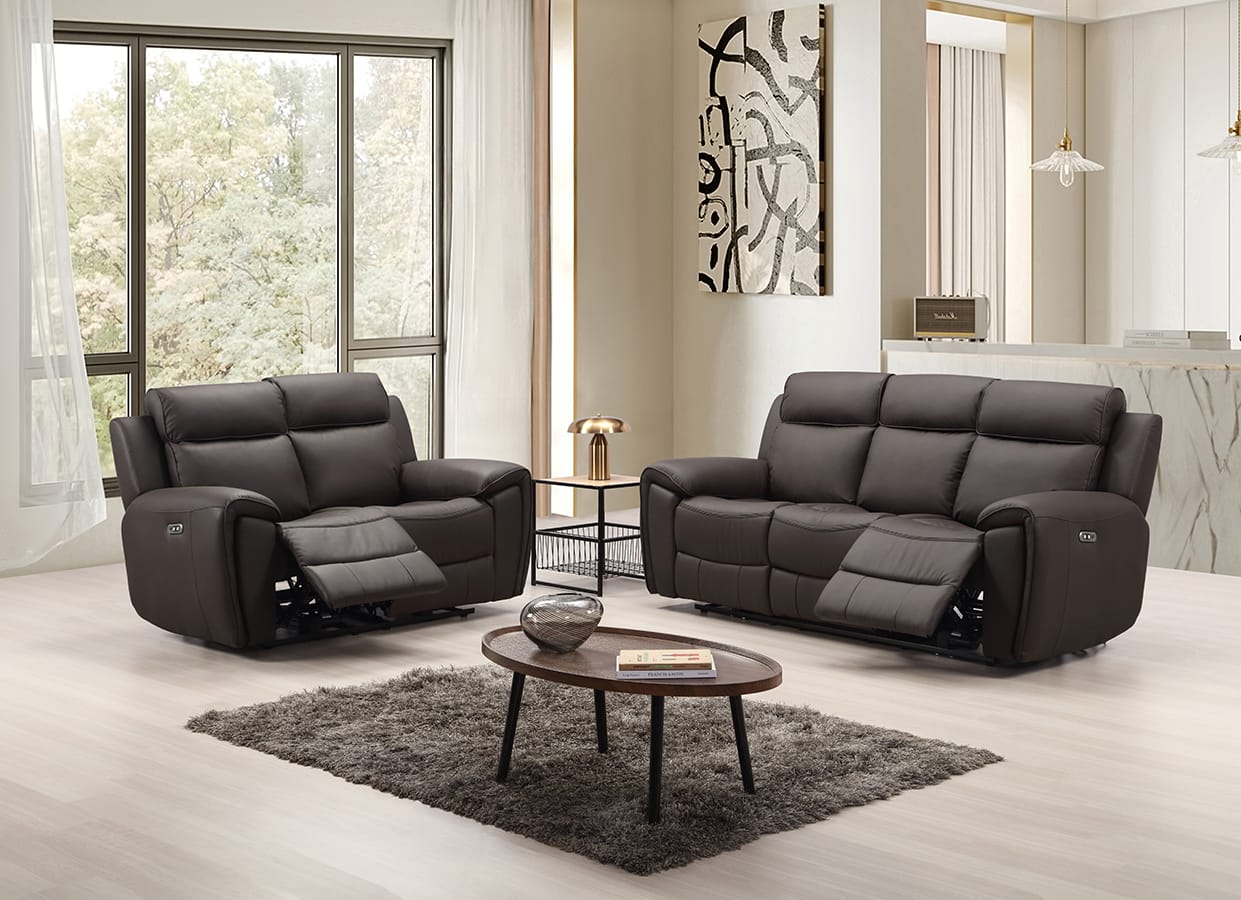 Devon real leather 3+2 electric recliner sofa