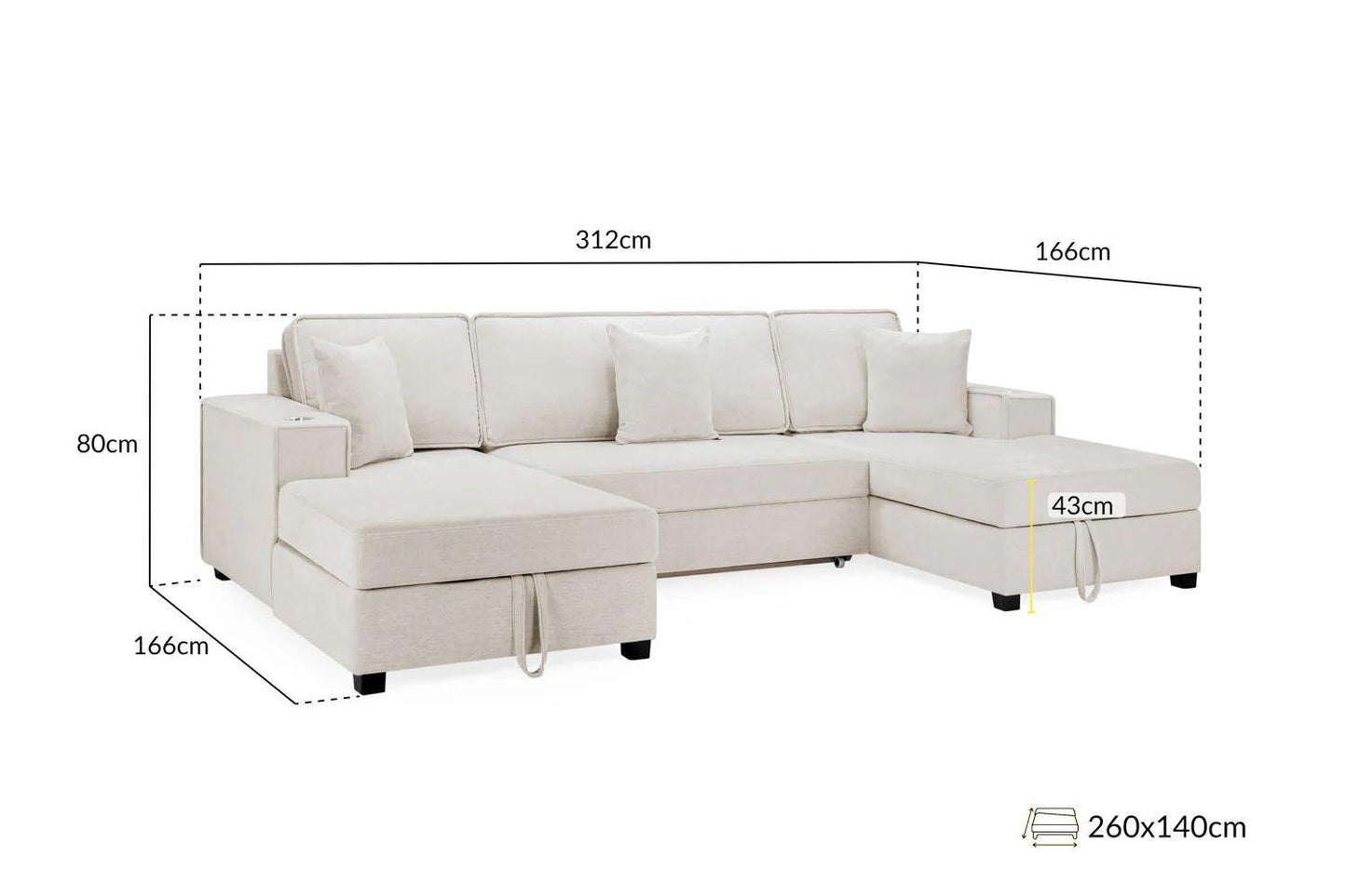 U shape sofa bed