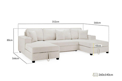 U shape sofa bed