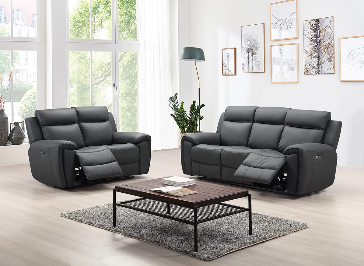 Devon real leather 3+2 electric recliner sofa