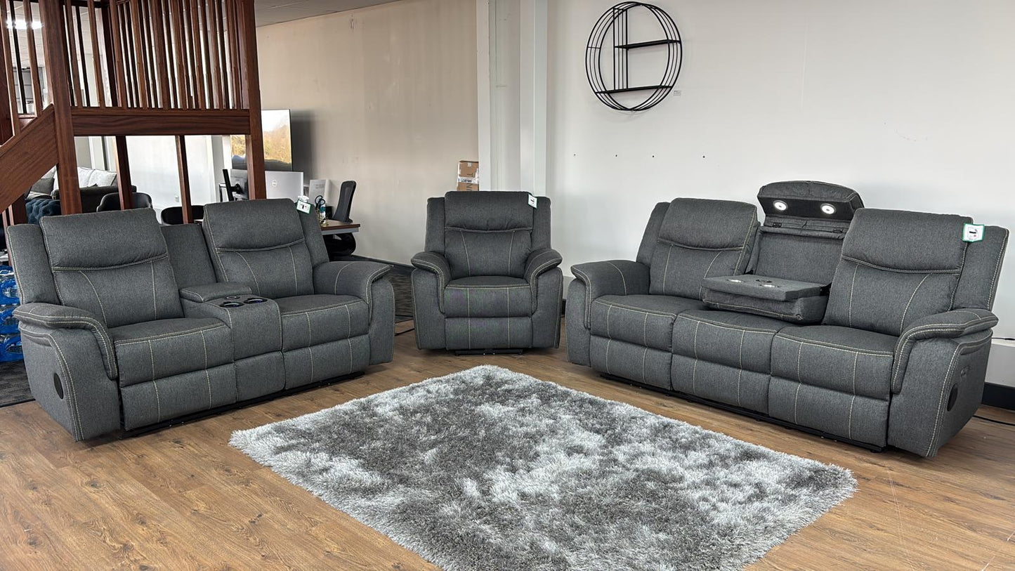 Fabric recliner sofa 3+2 with cup holder