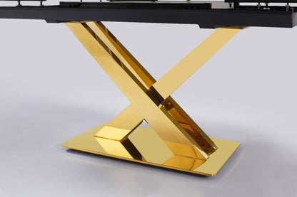 Extending ceramic dining table with 4 chairs